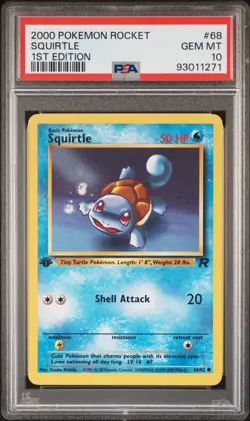 2000 POKEMON ROCKET 1ST EDITION #68 SQUIRTLE PSA 10 - Image 1