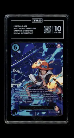 PORTGAS D ACE SP 2025 ONE PIECE CARRYING ON HIS WILL EB02-028 TAG GEM MINT 10 - Image 1