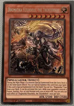 YuGiOh! Dogmatika Fleurdelis, the Thunderbolt DOOD-EN026 Secret Rare 1st Edition - Image 1