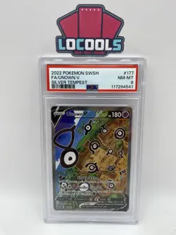 2022 POKEMON SWORD & SHIELD SILVER TEMPEST #177 FULL ART/UNOWN V PSA 8 - Image 1