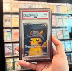 PSA 10 Pikachu Van Gogh Grey Felt Hat SVP 085 Black Star Promo Pokemon Card - Image 1