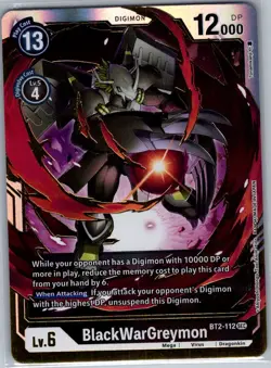 BlackWarGreymon BT2-112 SEC Release Special Booster 1.5 - Digimon Card Game - NM - Image 1