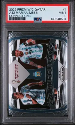 PSA 9 2022 Panini Prizm World Cup Qatar Di Maria & Lionel Messi Connections #1 - Image 1