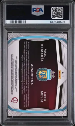 PSA 9 2022 Panini Prizm World Cup Qatar Di Maria & Lionel Messi Connections #1 - Image 2