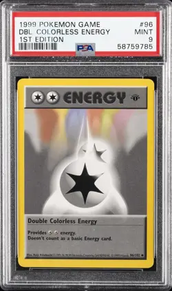 1999 POKEMON GAME 1ST ED #96 DOUBLE COLORLESS ENERGY PSA 9 - Image 1
