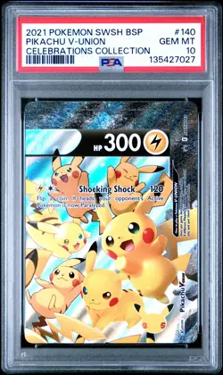 2021 POKEMON SWSH BLACK STAR PROMO CELEBRATIONS COLL #140 PIKACHU V-UNION PSA 10 - Image 1
