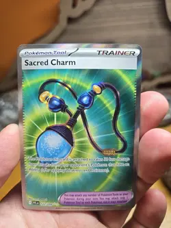Sacred Charm 122/094 NM – Full Art Holo – 2025 TCG Pokemon Phantasmal Flames - Image 1
