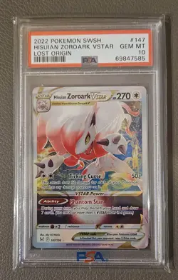 2022 POKEMON SWSH HISUIAN ZOROARK VSTAR LOST ORIGIN #147 PSA 10 GEM MINT - Image 4
