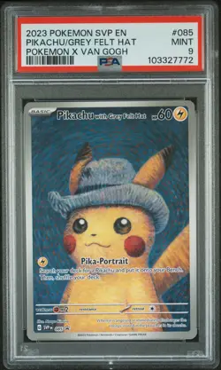 2023 POKEMON SVP EN-SV BLACK STAR PROMO #085 PIKACHU WITH GREY FELT HAT PSA 9 - Image 1