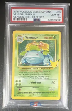 PSA 10 Gem Mint Venusaur 15/102 2021 Classic Collection Celebrations Pokemon - Image 1