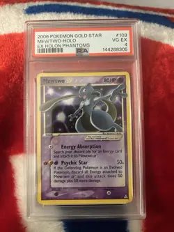 Pokemon Gold Star Mewtwo Star Holo Ultra Rare EX Holon Phantoms 103/110 PSA 2006 - Image 1