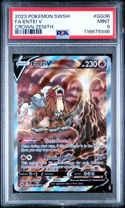 Entei V Full Art 2023 Pokemon Sword & Shield Crown Zenith #GG36 Mint PSA 9 - Image 1