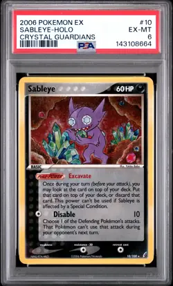 2006 POKEMON EX CRYSTAL GUARDIANS #10 SABLEYE-HOLO PSA 6 - Image 1