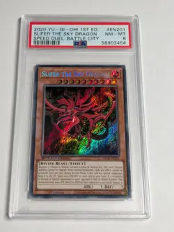 Yugioh Slifer the Sky Dragon SBCB-EN201 Secret Rare PSA 8 NM-MT - Image 1