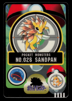 NM - Pokemon Japanese Sandslash No. 028 Bandai Sealdass Sticker - Image 1