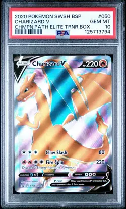 2020 POKEMON SWSH BLACK STAR PROMO CHAMPION'S PATH ETB CHARIZARD V 050 PSA 10 - Image 1