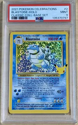 2021 Pokemon Celebrations Blastoise 2/102 Classic Collection Holo - PSA 9 Mint - Image 1