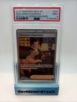 2023 Pokemon SV 151 MEW EN Giovanni's Charisma #204/165 PSA 9 - Image 1