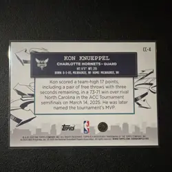 2025-26 Topps - Kon Knueppel #CC-4 RC - Clutch City Prospects - Hornets - Image 2