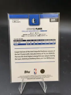 2025-26 Topps Cooper Flagg Flagship Basketball Rookie Base Card #201 + Bonus! - Image 2