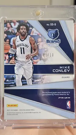 2017-18 Panini Spectra Spectacular Swatches Mike Conley Gold Prizm #1/10 (MEM) - Image 3