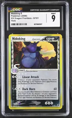 CGC 9 MINT Nidoking 2006 EX Dragon Frontiers 6/101 Holo Pokemon Card - Image 1