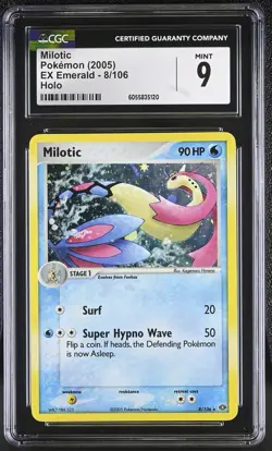 CGC 9 MINT Milotic 2005 EX Emerald 8/106 Holo Pokemon Card - Image 1