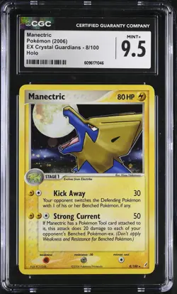 CGC 9.5 MINT+ Manectric 2006 EX Crystal Guardians 8/100 Holo Pokemon Card - Image 1