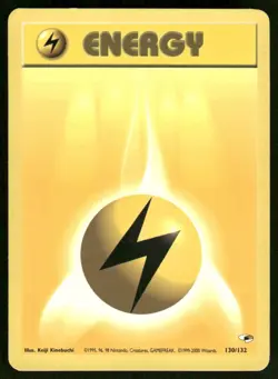 Pokemon Cards Lightning Energy 130/132 Unlimited Gym Heroes WOTC NM - Image 1