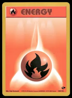 Pokemon Cards Fire Energy 128/132 Unlimited Gym Challenge WOTC LP - Image 1