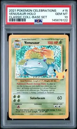 Pokemon 2021 Celebrations Classic Collection Venusaur Holo Card 15/102 PSA 10 - Image 1