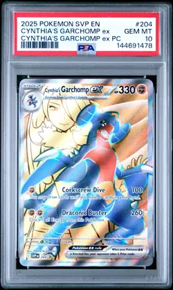 Pokemon TCG Cynthia's Garchomp EX 204 Black Star Promo Full Art PSA 10 GEM MINT - Image 1