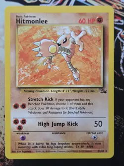 Pokemon TCG Hitmonlee 22/62 Non Holo Rare Fossil Unlimited Vintage WOTC 1999 - Image 1