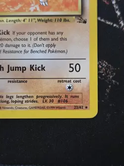 Pokemon TCG Hitmonlee 22/62 Non Holo Rare Fossil Unlimited Vintage WOTC 1999 - Image 5