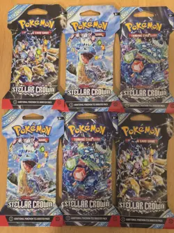 Pokemon TCG Stellar Crown Sleeved Booster Pack – 6 Packs – Factory Sealed - Image 2