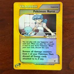 Pokemon Nurse 145/165 Reverse Holo Uncommon Expedition Pokemon Card DMG - Image 1