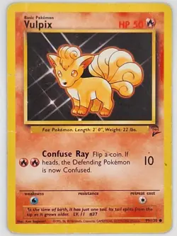 Pokemon TCG Vulpix 99/130 Base Set 2 Unlimited Common Card WOTC Played HP - Image 1
