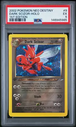 2002 POKEMON NEO DESTINY 1ST ED #9 DARK SCIZOR-HOLO PSA 5 - Image 1