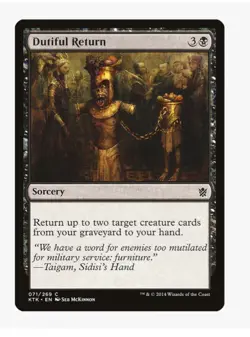 Dutiful Return #71 Khans of Tarkir (KTK) Magic Card With Protective Sleeve - Image 1