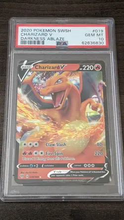 CHARIZARD V 2020 Pokemon #019/189 PSA 10 GEM-MINT Darkness Ablaze! GRADED - Image 1