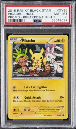 2016 POKEMON XY BLACK STAR PROMO BREAKPOINT BLISTERS #XY95 PIKACHU-HOLO PSA 8 - Image 1