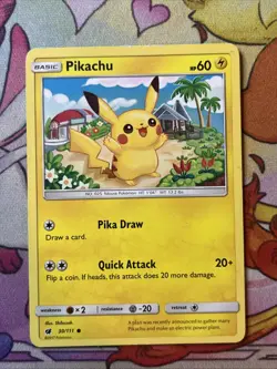 Pikachu 30/111 Non Holo Common Crimson Invasion Pokemon Card MP - Image 1