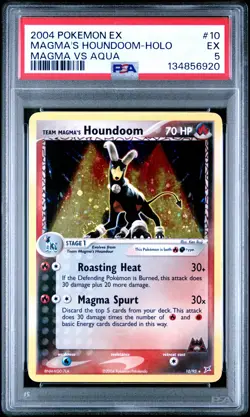 2004 POKEMON EX TEAM MAGMA VS TEAM AQUA #10 TEAM MAGMA'S HOUNDOOM-HOLO PSA 5 - Image 1