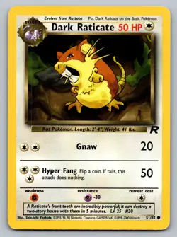 Pokemon TCG Team Rocket Dark Raticate 51/82 - Image 1