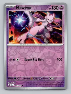Reverse Holo Mewtwo 59/142 Uncommon Stellar Crown Pokemon - Image 1