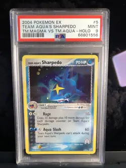 Pokemon Team Aqua's Sharpedo EX TM Magma Vs TM Aqua Holo Rare #5 PSA 9 Mint - Image 1