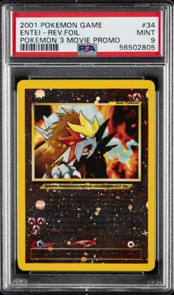 2001 POKEMON GAME MOVIE POKEMON 3 MOVIE PROMO #34 ENTEI-REVERSE FOIL PSA 9 - Image 1
