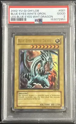 FOIL SHIFT ERROR - Blue-Eyes White Dragon LOB-001 Unlimited - PSA 2 - Image 2
