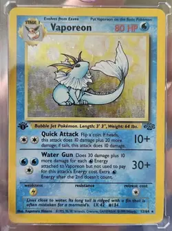 Pokemon TCG Vaporeon Jungle Holo Rare Card 12/64 First Edition. Light Play. - Image 1