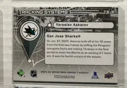 2025-26 Upper Deck Series 1 Tracking Systems Yaroslav Askarov #TS-8 Sharks - Image 2